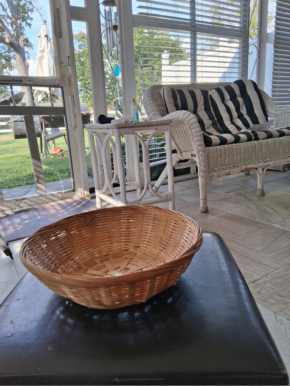 Natural Woven Basket Bowl - Tan